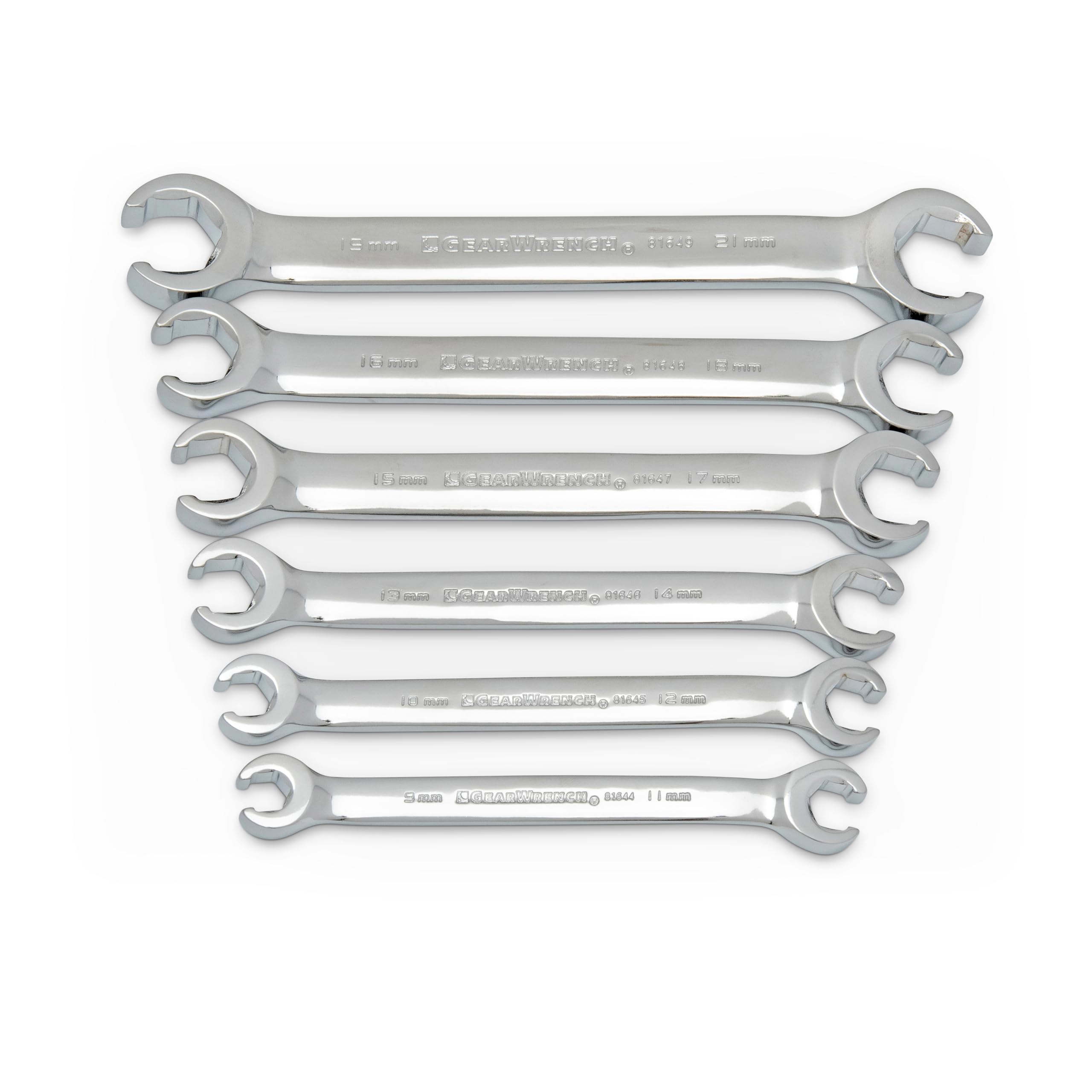 GearWrench 81906 Flare Nut Metric Wrench Set, 15° Offset Wrench Heads, 6 Piece