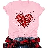 Valentine's Shirt for Women Casual Girl Friend Gift T Shirt Cute Love Heart Graphic Tees Short Sleeve Tshirt Top