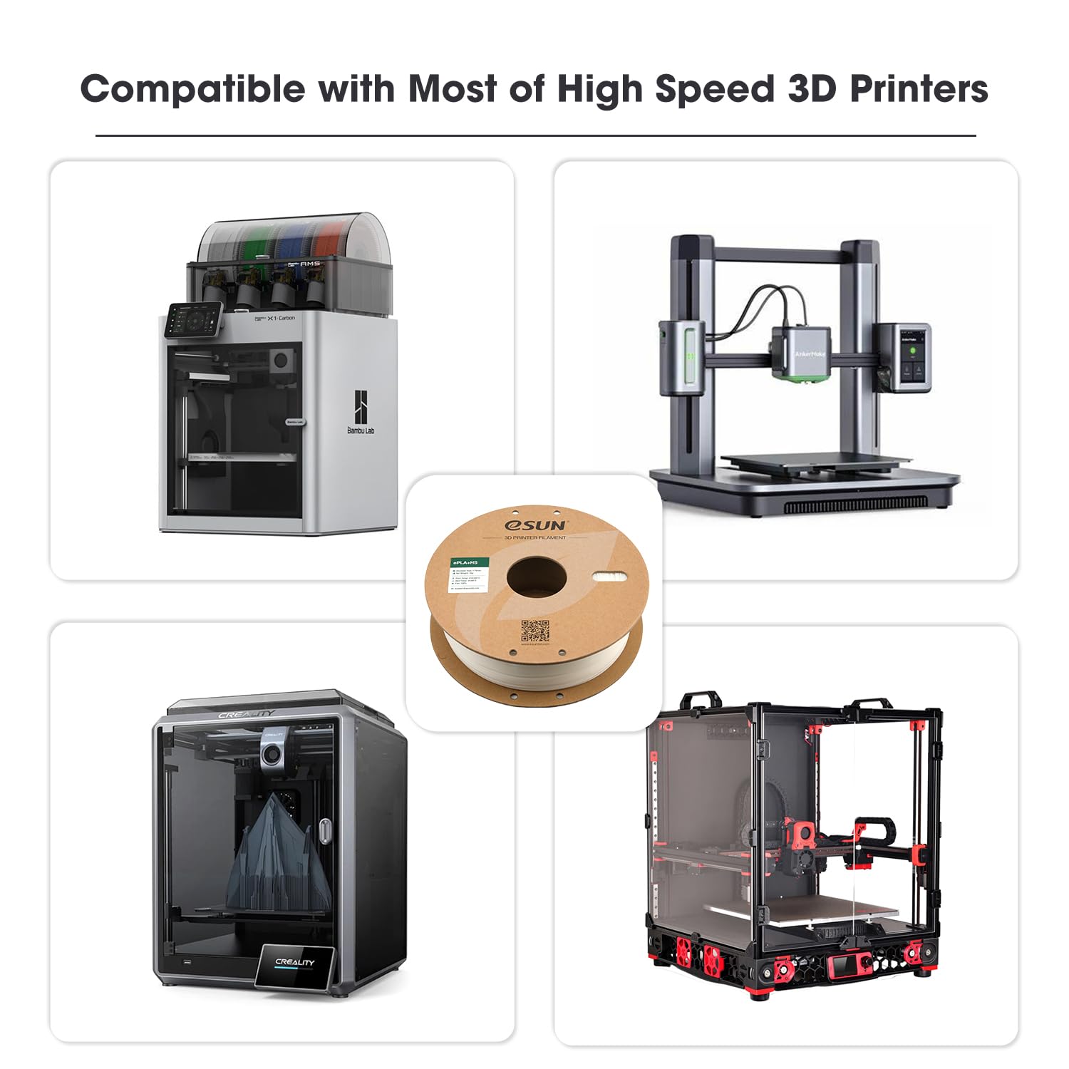 eSUN PLA+ Filament 1.75mm, PLA+HS Hochgeschwindigkeitsdruck 3D Drucker Filament Maßgenauigkeit +/- 0.03mm, 1KG Spule (2.2 LBS) Speedy PLA Plus Filament (Silbrig-2KG, 2KG) 6