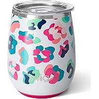 Swig Life 14oz Wine Tumbler with Lid, Stainless Steel, Dishwasher Safe, Stemless, Portable, Triple Insulated Wine…