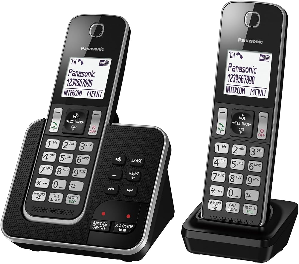 Panasonic KX-TGD622 Cordless Phone with Call Block Dual Pack Black Silver