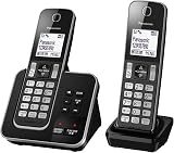 Panasonic KX-TGD622 Cordless Phone with Call Block Dual Pack Black Silver