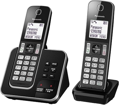 Panasonic KX-TGD622 Cordless Phone with Call Block Dual Pack Black Silver