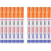 Orange Paint Markers, 12 Pack Oil-Based Waterproof Quick Dry Permanent Paint Pen Set for Rocks Painting, Wood, Fabric, Plastic, Canvas, Glass, Mugs, Metal, Tire, Stone, DIY Craft