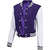 Decrum Cropped Varsity Jacket Women - Casual Highschool Bomber Style Womens Baseball Jackets
