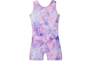 MYQFF Leotards for Girls Gymnastics with Shorts Butterfly Unicorn Mermaid Dance Unitards Biketards Hotpink Black