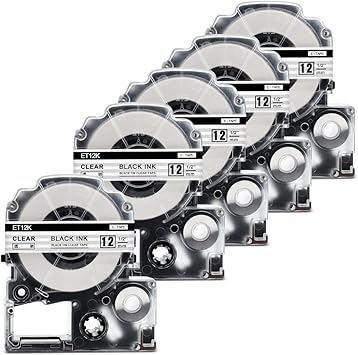 Amazon テプラ 12mm 透明 黒文字 キングジム テプラpro テープカートリッジ St12k 互換品 5個セット テープ 文房具 オフィス用品