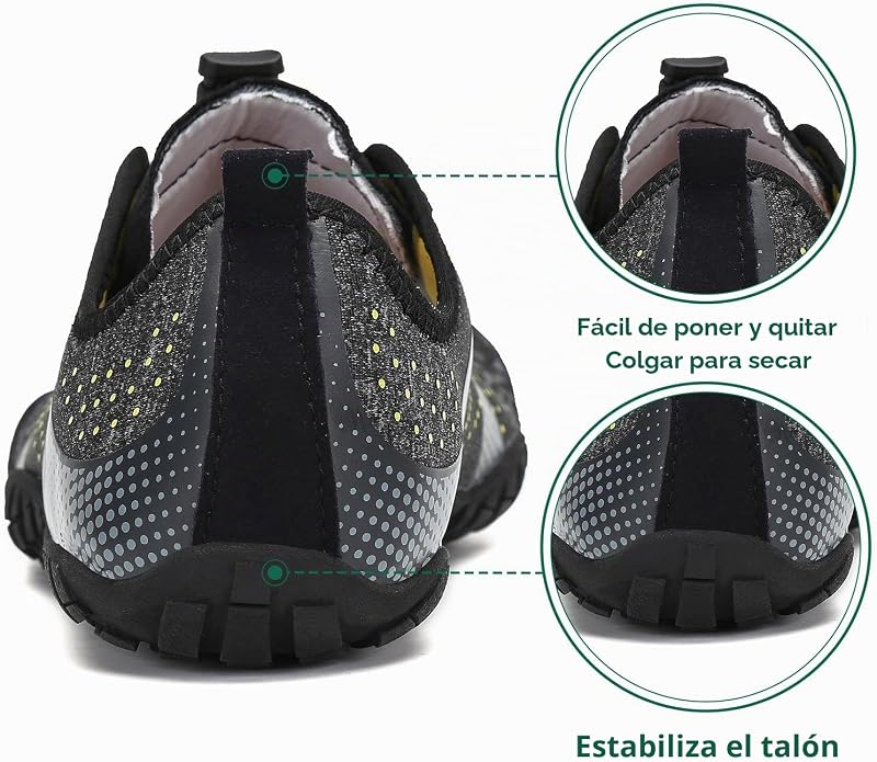 Hombre Barefoot Zapatillas Minimalistas Mujer Antideslizante Zapatos Barefoot para Zero Drop Soles Negro Ahumado,Gr.45
