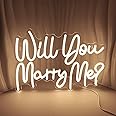 Will You Marry Me Neon Signs for Wall Decor Warm White LED Light Sign for Room Decor Light Up Sign for Birthday Party Wedding Decoration USB Powered
