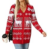 Stciqok Women's Ugly Christmas Sweater Casual Lightweight Long Sleeve Open Front Cardigan Sweaters