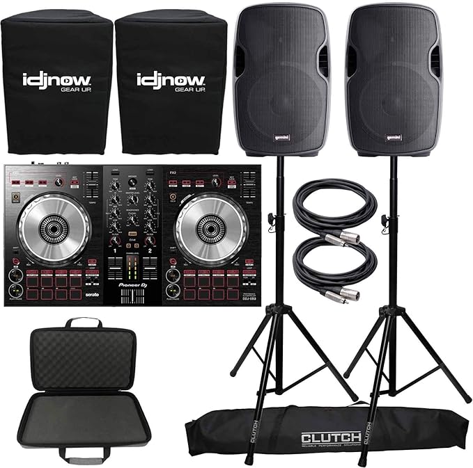 Dj Electronic Music Karaoke Pioneer Dj Controller Ddj Sb3 Dj System Serato Dj Lite Software 2400 Watts Of Powered Dj Speakers W Stands And Mic Musical Instruments