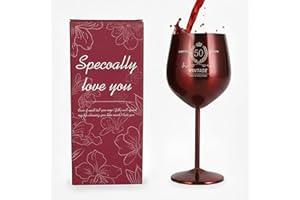 TJ 30th Birthday Gifts for Her Women, Best Gifts for 30 Year Old Woman, Engraved 30th Wine Glass (Red-50)