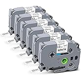 Tz-231 12mm 0.47 Laminated White Tze Label Tape Compatible for Brother Tze-231 Black on White Refill Work for Ptouch Label Maker PTD220 PTH111 PTD210 PTH110 PTD600 PTD200 PTD410, 1/2' x 26.2', 6 Pack