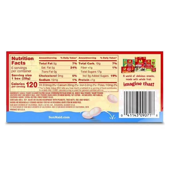 SUN-MAID VANILLA YOGURT COATED RAISINS – (6 PACK) 1 OZ SNACK-SIZE BOX – YOGURT COVERED DRIED FRUIT FOR LUNCHES AND BACK TO SCHOOL SNACKS