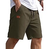COOFANDY Mens Casual Shorts 9" Chino Cotton Shorts Summer Beach Drawstring Shorts with Pockets