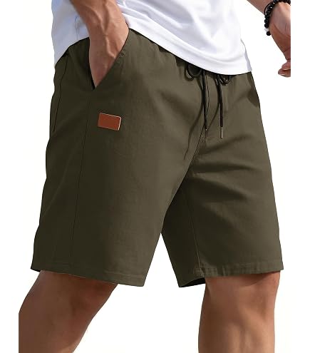 COOFANDY Men's Casual Stretch Cargo Shorts 9 Inch Elastic Waist