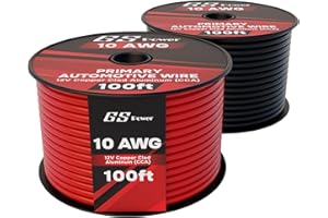 GS Power 200ft CCA 10 Gauge Wire Automotive, Red and Black-100ft per Roll, 10 AWG 12v, Flexible Speaker Electrical Wire Low Voltage Primary for Car Stereo Audio Trailer Harness Hookup Wiring DIY