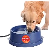 K&amp;H Heated Water Bowl, Thermal-Bowl for Cats &amp; Dogs, Safety Listed, 25W | Outdoor Water Stays Unfrozen In Winter. Outdoor Heated Dog Dish for Pets, Automatic No Freeze, Anti Chew Cord, 96 Ounces Blue
