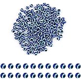 Savita 200pcs Blue Evil Eye Beads Eyeball Spacer Beads Handmade Resin Beads Charms for DIY Bracelets Necklace Jewelry Making (6mm/0.23inch)