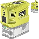 200W Real Power Inverter Compatible with Ryobi 18V, DC 18V to AC 110-120V Battery Inverter, LIVOWALNY Power Station Generator, Charger Adapter Battery Powered Outlet with 2 USB & 1 Type-C & 1 AC