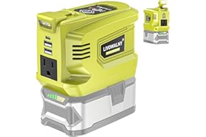 200W Real Power Inverter Compatible with Ryobi 18V, DC 18V to AC 110-120V Battery Inverter, LIVOWALNY Power Station Generator, Charger Adapter Battery Powered Outlet with 2 USB & 1 Type-C & 1 AC