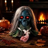 Loyilat Animatronic Halloween Decorations with Glowing Red Eyes, Halloween Decorations Skeleton Decor, Realistic Figure for Haunted House, Lawn &amp; Indoor Outdoor Halloween Party Layout (D)