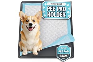 Skywin TidyFriend Dog Pee Pad Holder Tray - Fits Up to 24” x 24” Pee Pad Holder for Dogs - Stable Grip, Raised Edges, Quick-Wipe Silicone Surface Dog Pad Holder for Indoor Flooring Protection (Black)