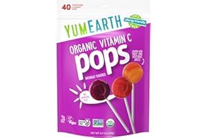 YumEarth Organic Lollipops, Assorted Flavors - Allergy Friendly, Non GMO, Gluten Free, Vegan (Packaging May Vary) (40 Count, Vitamin C)
