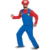 Disguise mens Mario Costume, Official Nintendo Super Mario Bros Adult Costume With Hat and Mustache