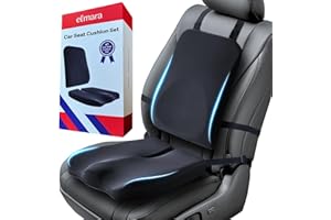 Elmara Car Seat Cushion for Car Seat Driver & Lumbar Support Pillow for Car 2-Piece Combo - Car Pillow for Driving Seat - Lumbar Pillow for Car Back Pillow - Back Support Pillow for Pickup Trucks