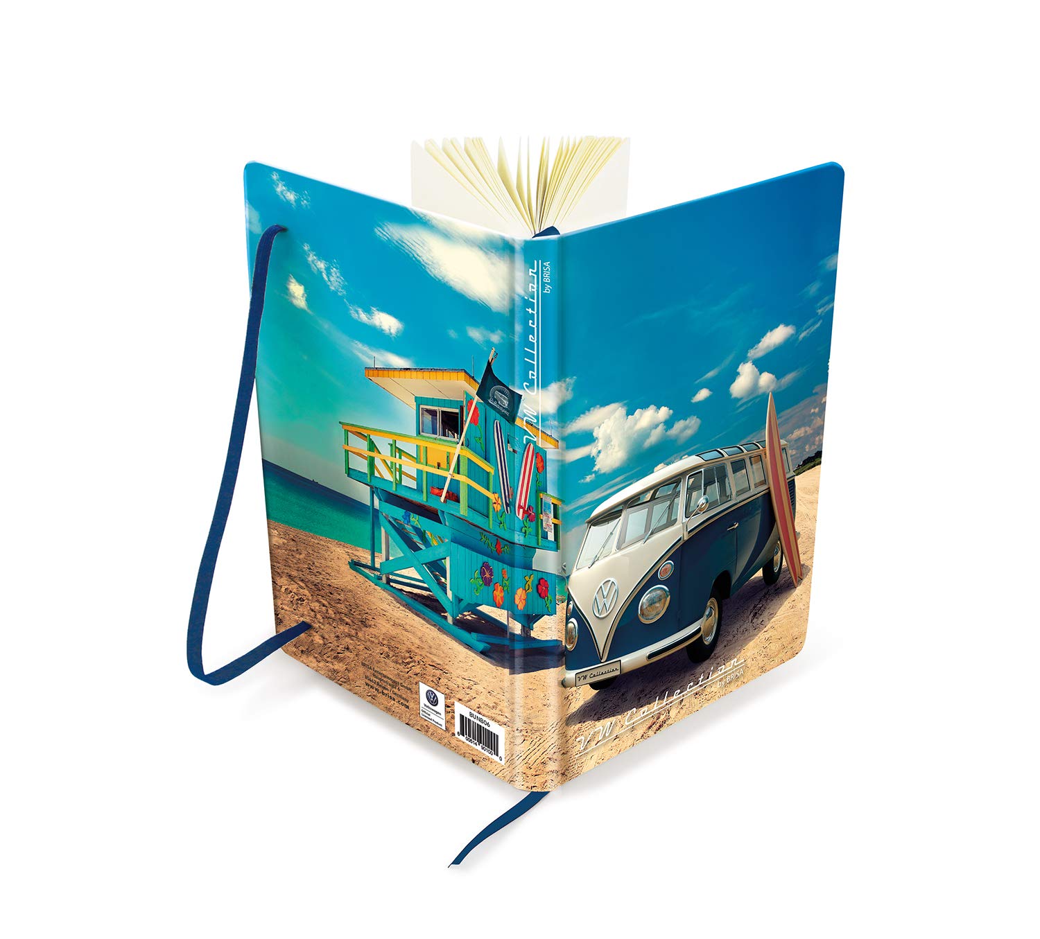 BRISA VW Collection - Volkswagen Notebook-Diary-Writing Book, Lined with Hardcover Binding in T1 bus, Beetle, GTI Design DIN A5 (T1 Bus/Beach Life)