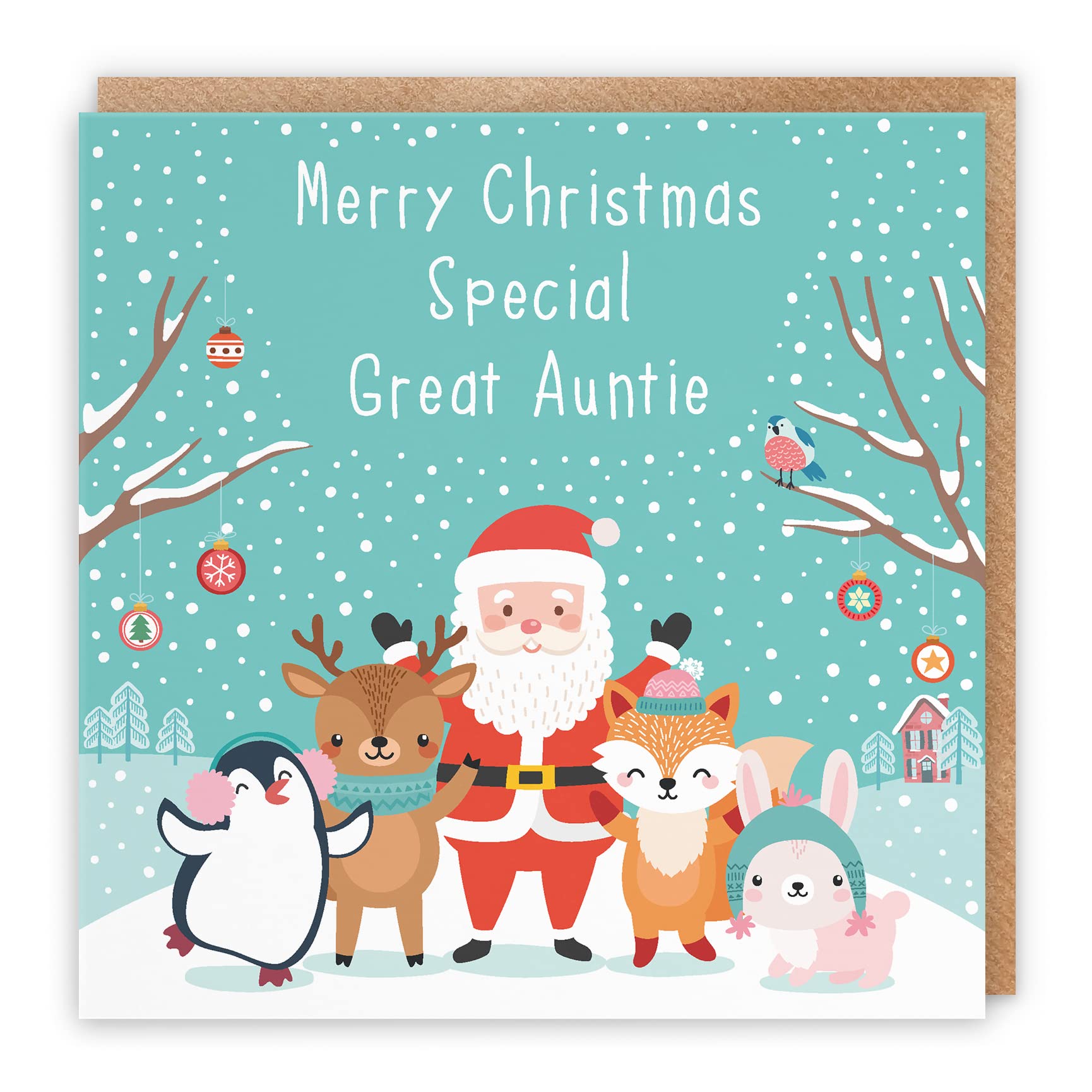 Hunts England - Great Auntie Christmas Card - Merry Christmas Special Great Auntie - Santa & Friends Collection - Fun Card
