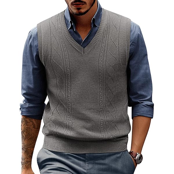 Sweater Vest Maiyifu-GJ Men's V Neck Soft Vest Sweater Sleeveless