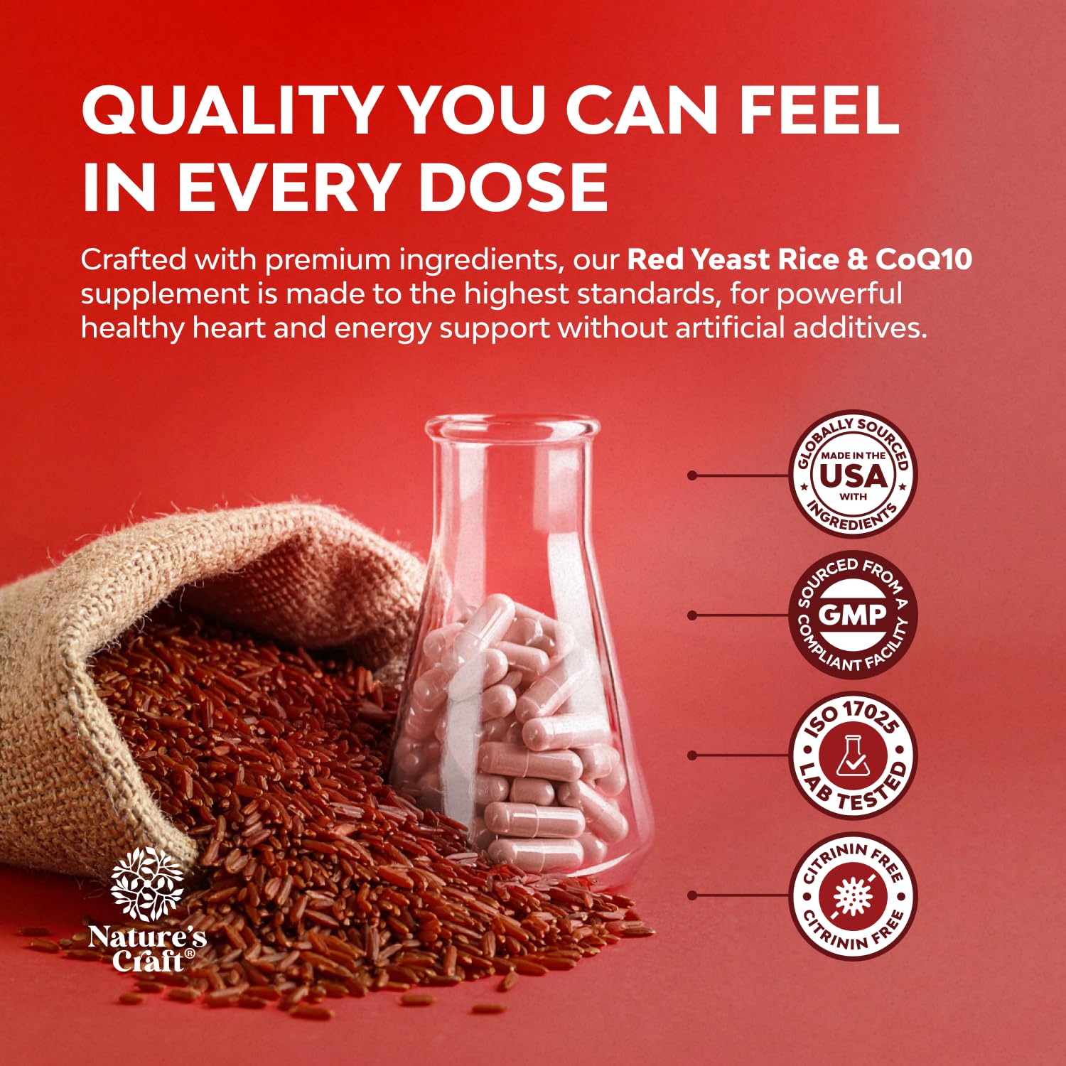 Red Yeast Rice with CoQ10 Supplement - Advanced Healthy Heart & Healthy Cholesterol Levels Formula for Men & Women - Extra Strength Capsule with Red Yeast Rice 1200 mg Capsules with CoQ10-120 Count