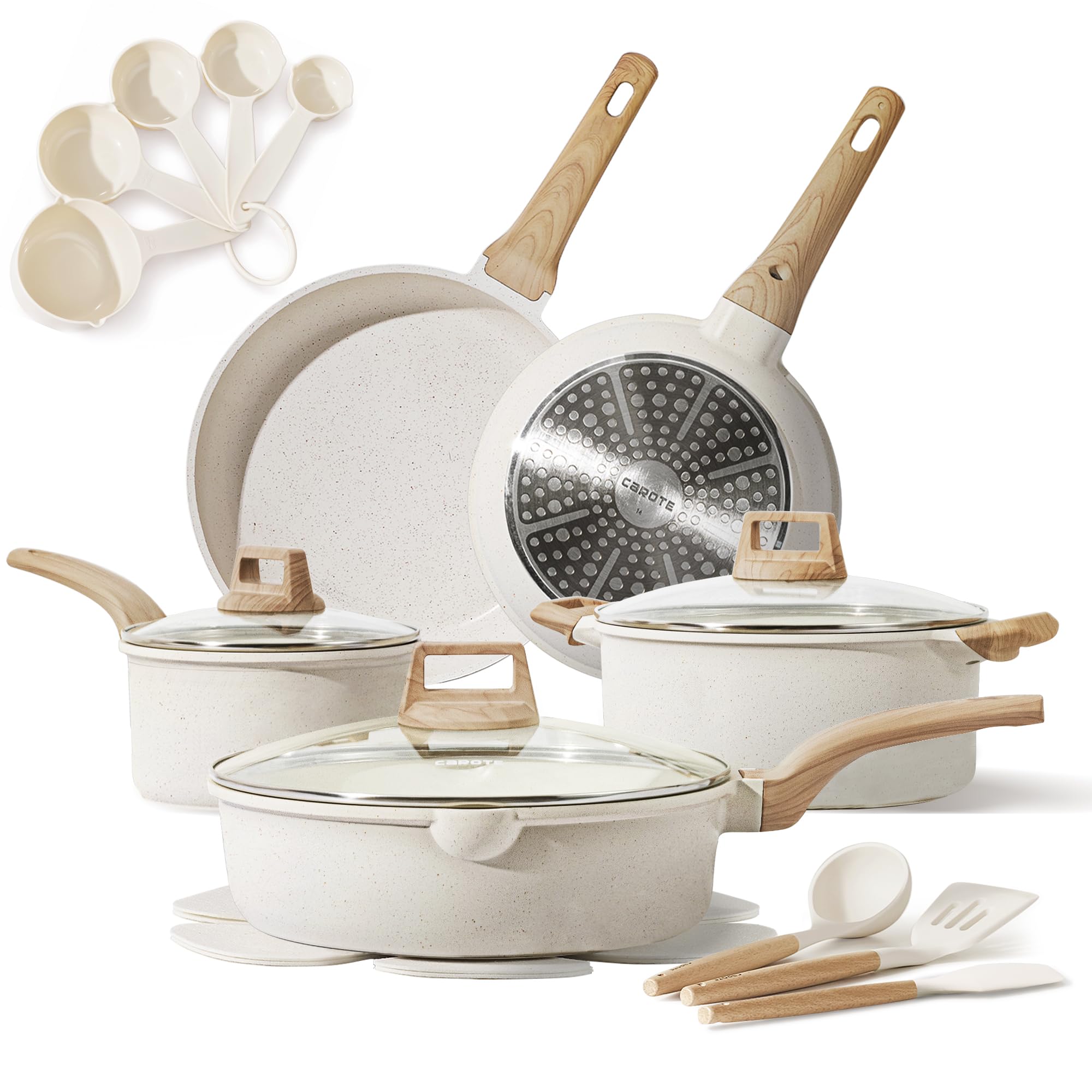 CAROTE Pots and Pans Set, Nonstick Cookware Sets, 20pcs