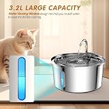 tomxcute 3.2L Stainless Steel Cat Water Fountain with Visible Water Level view 4