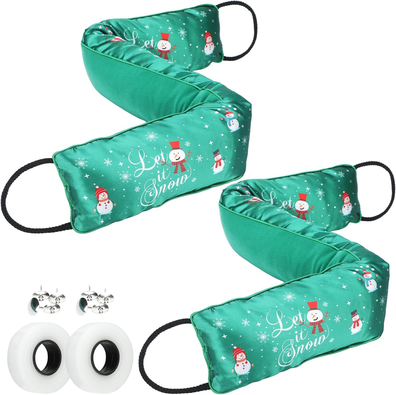 Draft Stoppers - Thyle 2 Pcs 32 Inch Christmas Under Door Draft Stoppers for Bottom of Door Colorful Door Noise Blocker Soundproof Under The Door Draft Guard for Exterior or Interior Doors Decorations (Snowman)