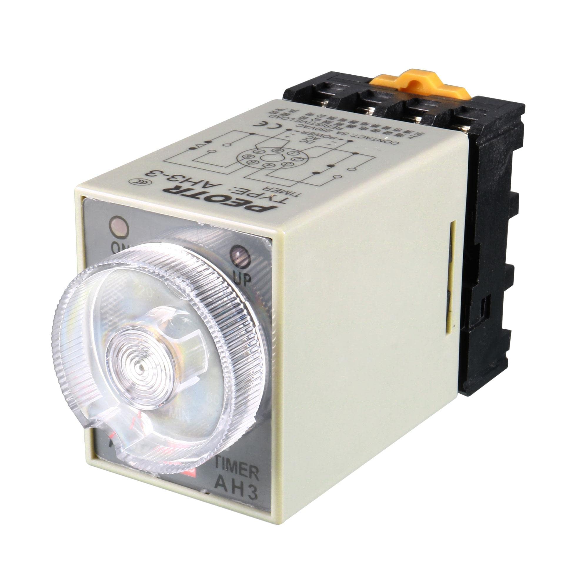 Sourcingmap AC 110V 8P 0-60 Minutes Range Adjustable Delay Timer Time Relay AH3-3 + Base