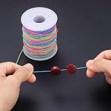 Xiaomoyu Elastic Cord Rainbow Beading Cord 1mm 100m for Jewelry Crafts view 4