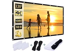 AAJK 120 inch Projector Screen, Foldable Projection Screen16:9 HD Hanging Movie Screen Anti-Crease, for Home Theater Outdoor Indoor