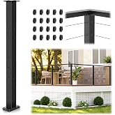 Gyykzz 36" Cable Railing Corner Post, L-Drilled Two-Side Hole Deck Post | T304 Stainless Steel Corner Rail Post, Black One-Post Corner Solution, Wire Metal Post for Indoor/Outdoor Deck Railing System