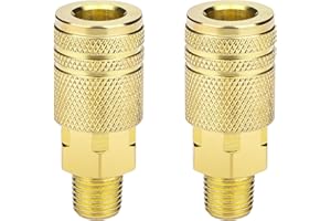 SOKOSEY 2 Packs 1/4" NPT M-Style Quick Connect Air Hose Fittings, High Flow Industrial Brass Couplers for Air Compressors, Air Tools, and Accessories