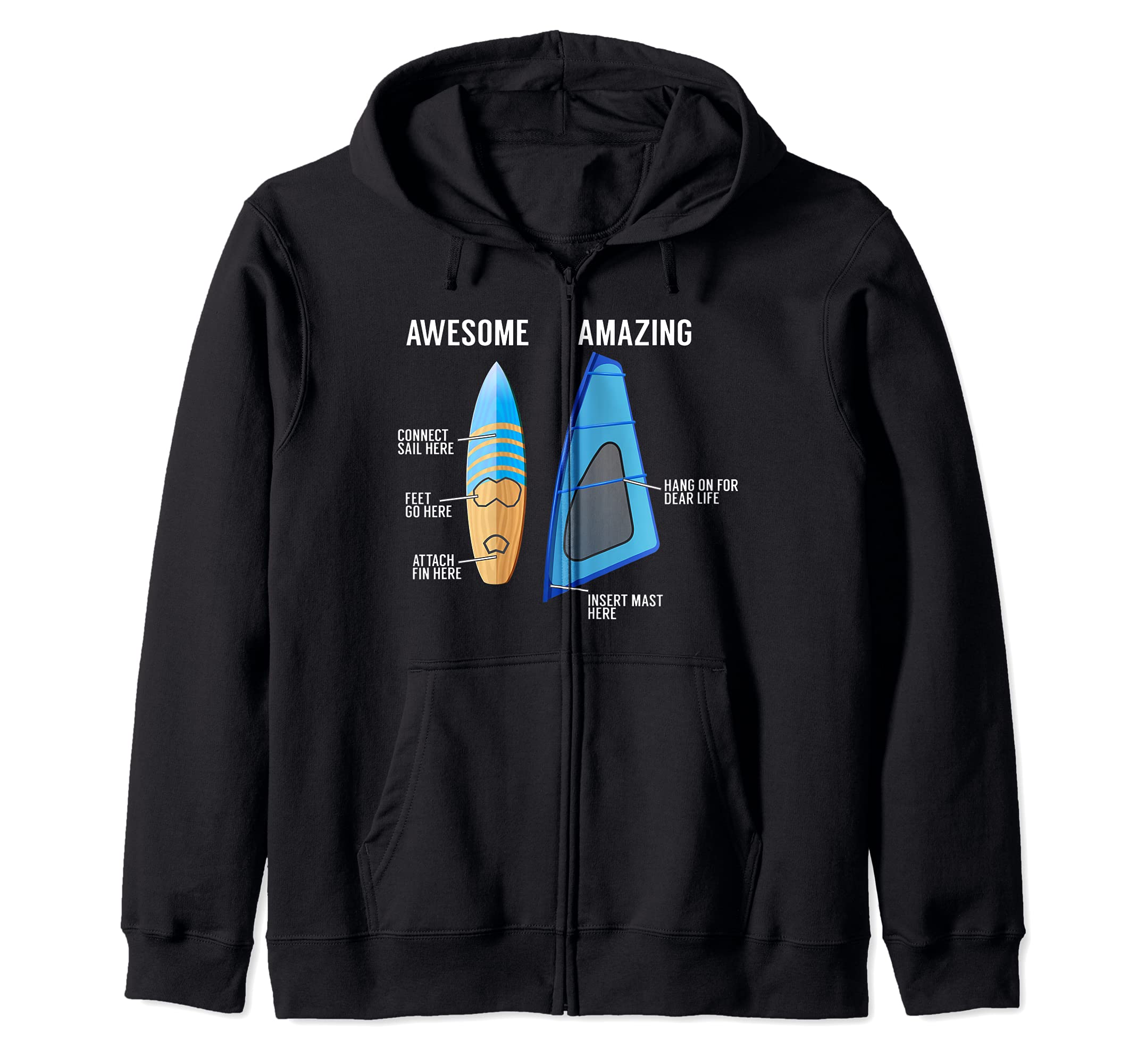 Windsurfing Equipment Gear Board Windsurfer Sailboarder Zip Hoodie