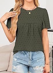 Falechay Green-Black Dots Tops for Women Solid
