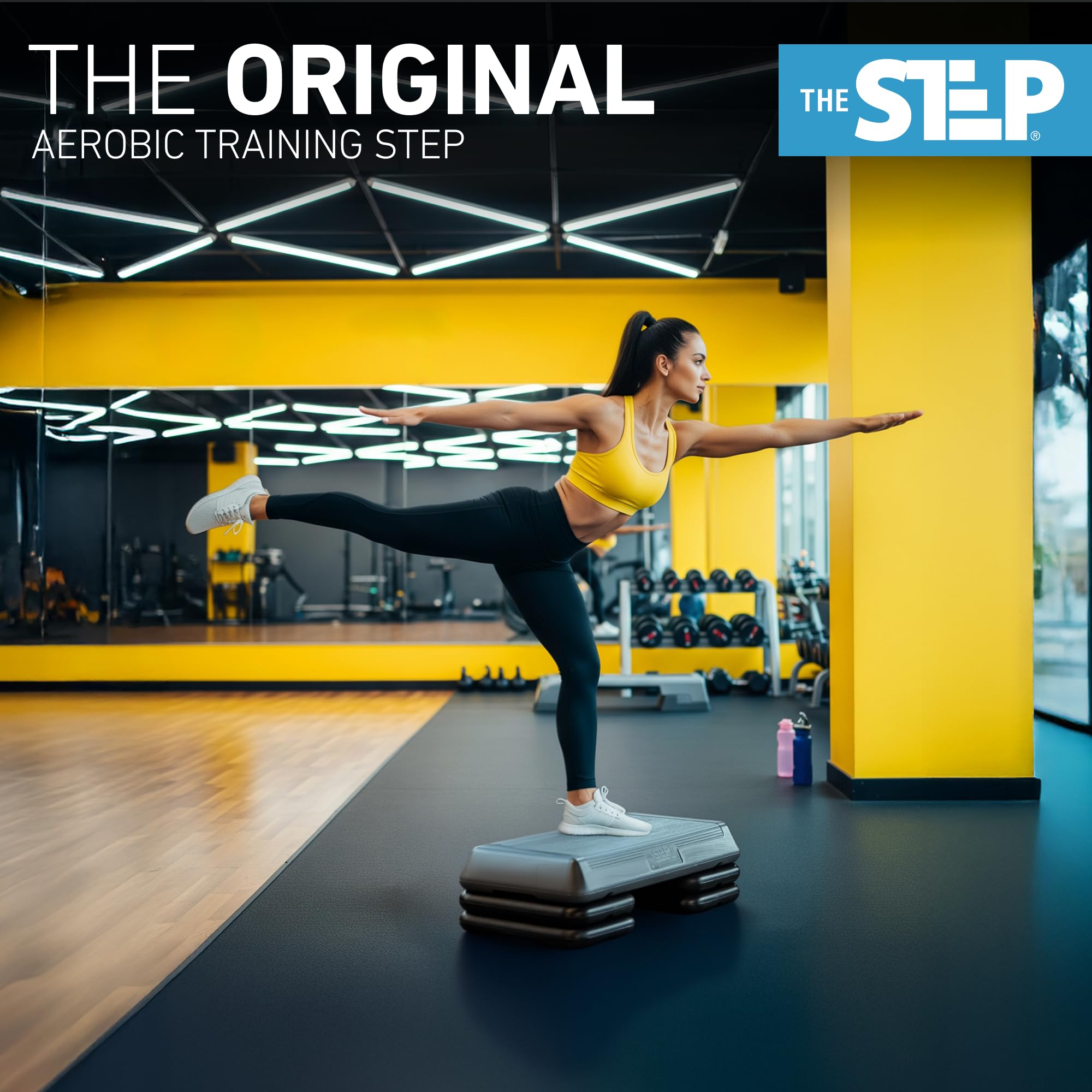 Freestyle STEP Exercise Step Platform, Circuit Size Stepper for Exercise at Home with 2 Risers