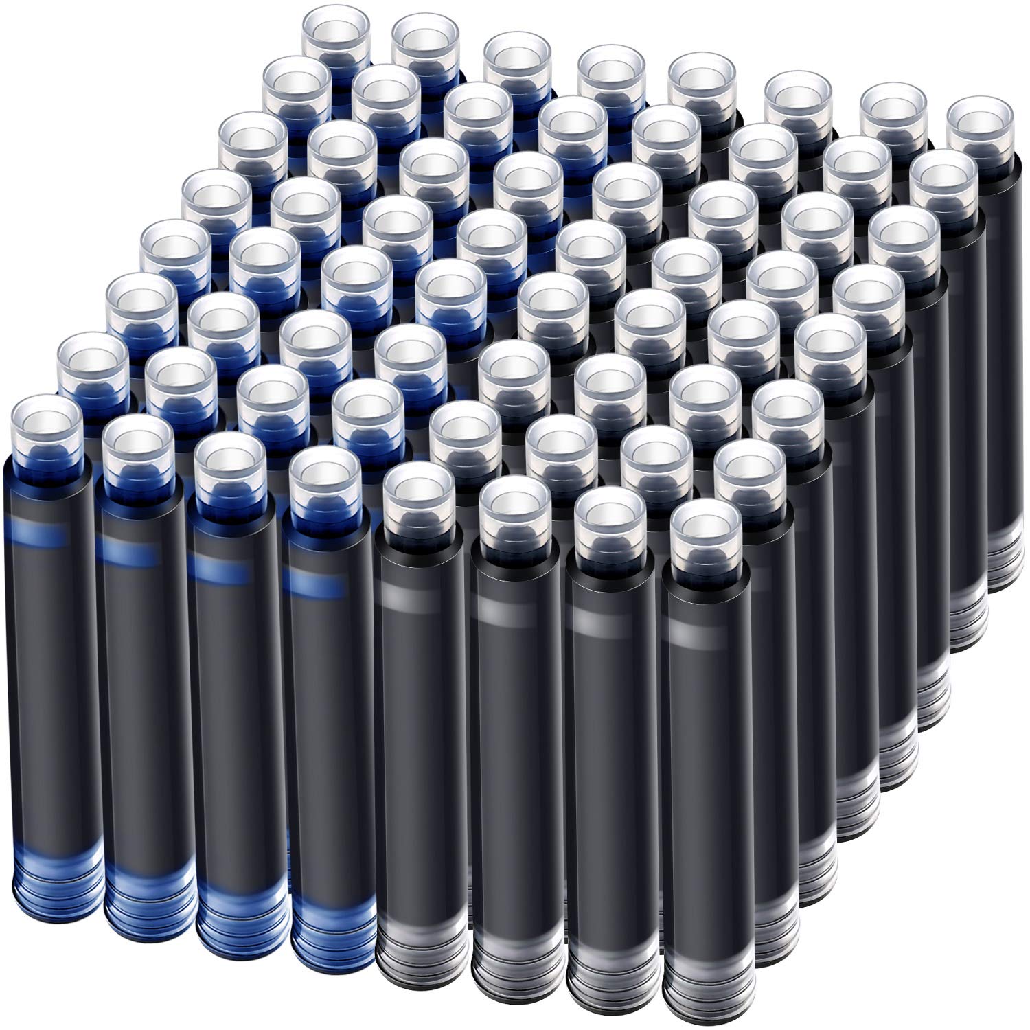 Photo 1 of 100 Pieces Blue Black Pen Ink Cartridge Fountain Pen Cartridges Refillable Cartridge, 3.4 mm Bore Diameter