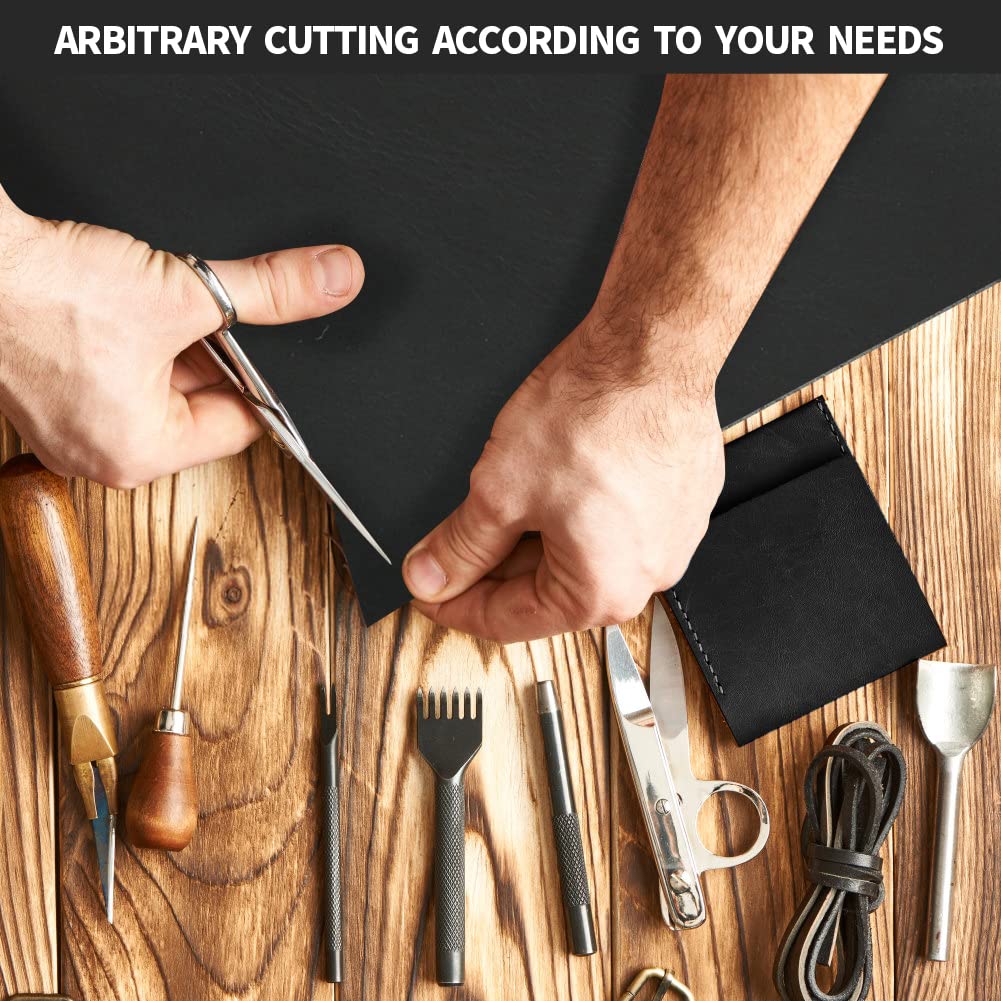 RingSun Genuine Leather Sheets for Leather Craft (2mm), Full Grain Leather for Tooling Craft Sewing(12''X24'', Black)