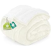 Utopia Bedding Sherpa Blanket Queen Size (Ivory, 90x90 Inches) - Soft Lightweight Plush Fleece Reversible Blanket for Bed, Sofa, Couch, Camping and Travel