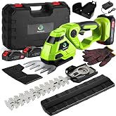 Cordless Hedge Trimmer，2-in-1 Bush Trimmer，Cordless Grass Shear &amp; Shrubbery Trimmer with Dual-Action Blade Cutting Capacity,Hedge Shear with 2 PCS Rechargeable Battery and Charger for Garden,Lawn.