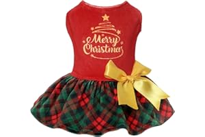 CuteBone Velvet Dog Dresses Christmas for Small Dogs, Stylish & Soft Fabric, Comfortable Fit for Everyday Wear, Perfect for Special Occasions NCVA20XS-D